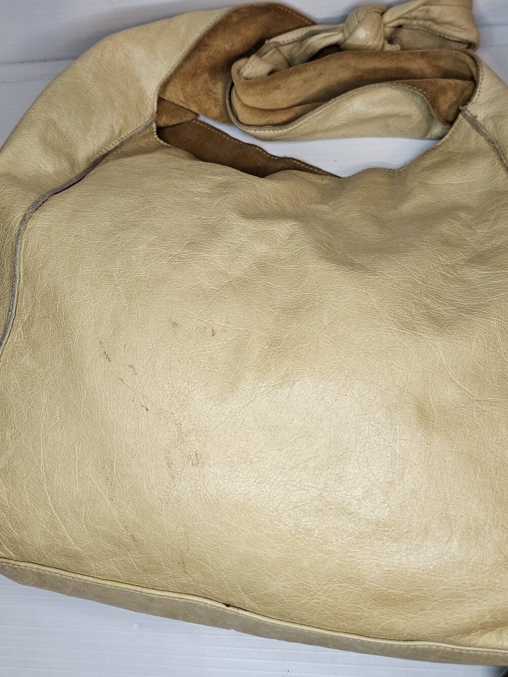 Arcadia Italy Vintage Gold Leather Hobo Bag Butterfly Embossed Y2K Rare - Picture 10 of 16